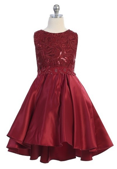 burgundy high low formal dress