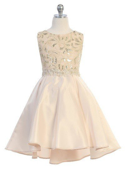 champagne high low formal dress
