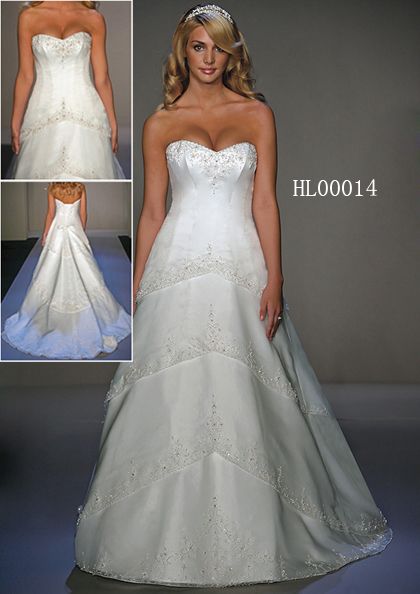 Three tiered A-line Wedding Gown