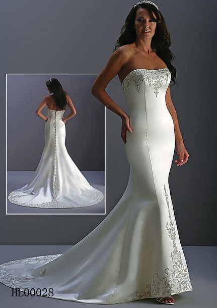 form fitting strapless wedding gown
