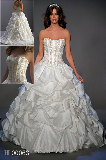 wedding dress with pick up style skirt