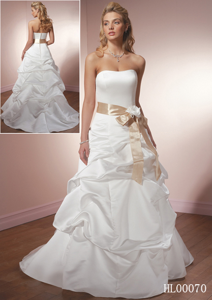 cascading ruched bridal gown with sash