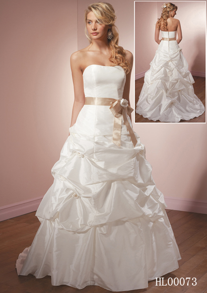 strapless ruched bridal gown