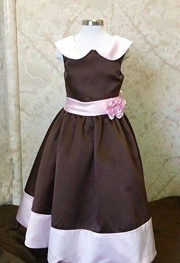 chocolate brown dresses with a pink sash