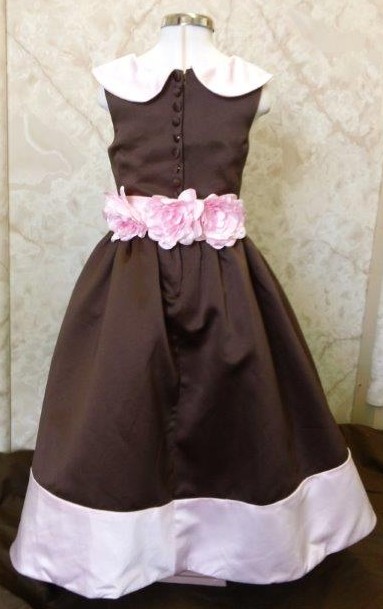 chocolate brown dresses with a pink sash