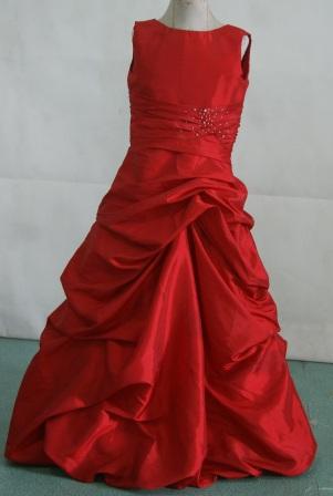 red taffeta pick up dress