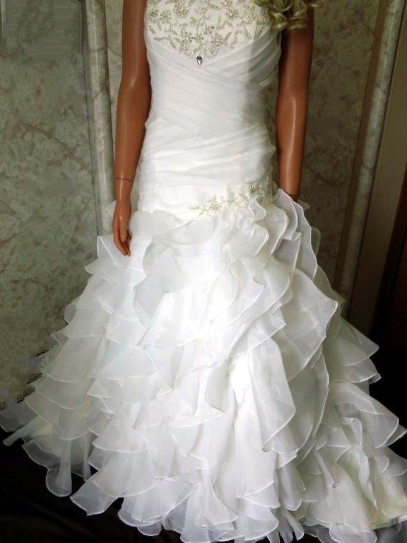 Ruched draped wedding gown
