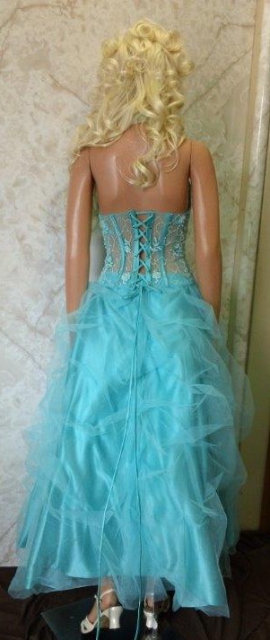 jade see through corset prom gown