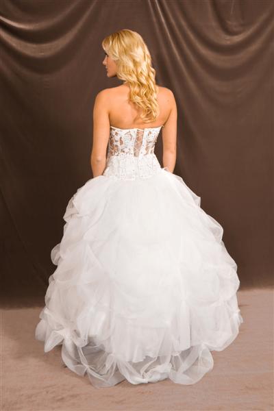 Halter low cut see thru corset wedding gown