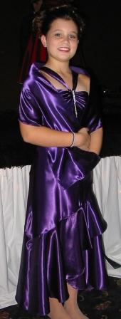 purple dress, ruched bodice, girl dress