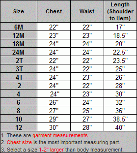 Measurement Chart For Kids Dresses