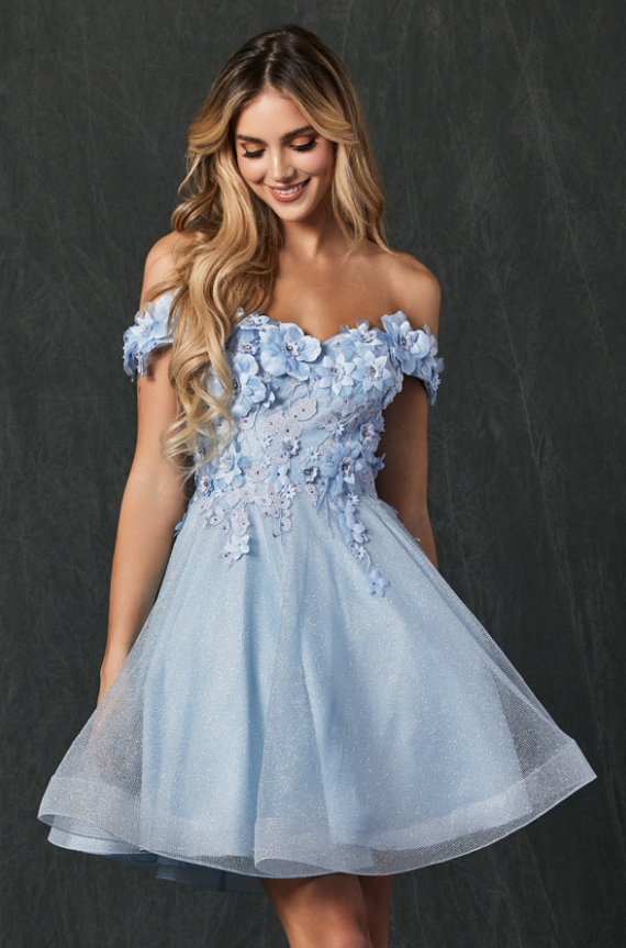 short blue cocktail dress for prom