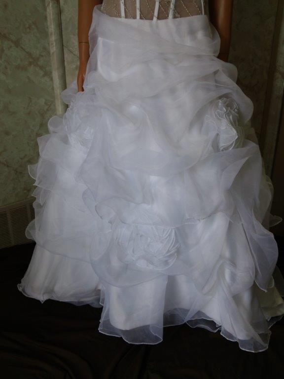 white organza pickup wedding gown skirt