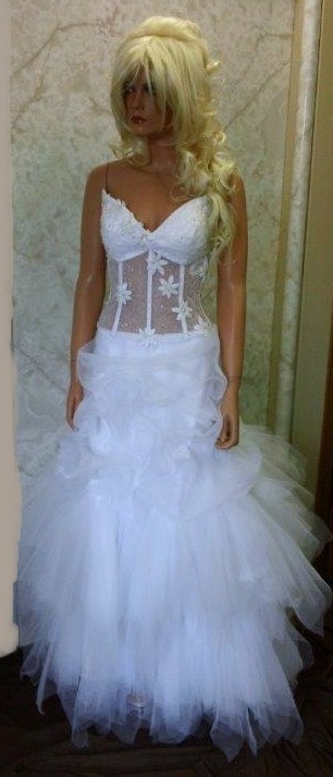 Jeweled illusion prom dress
