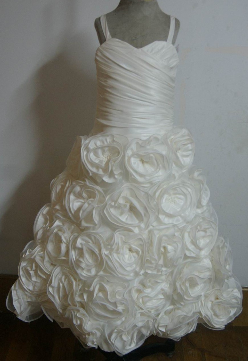 miniature bride dress with rosette skirt