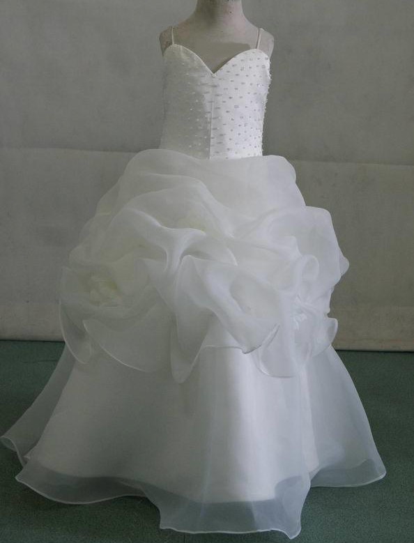 Child bride ball gown organza pickups
