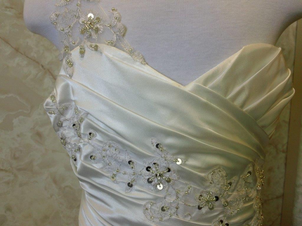 pleated lace trimmed bodice
