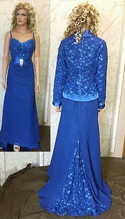 blue lace mother of the brides dress