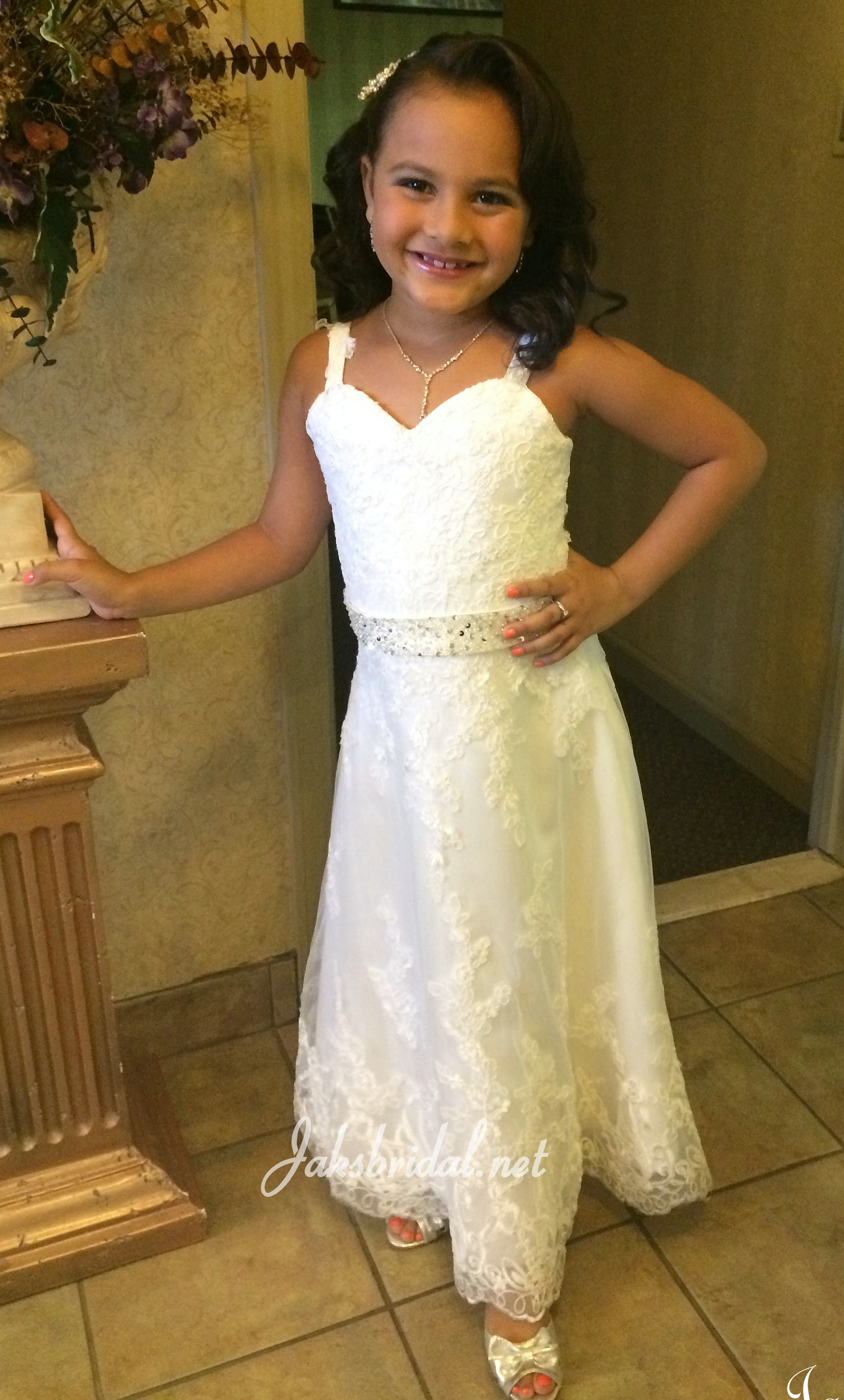 Wedding dresses and matching flower girl dress