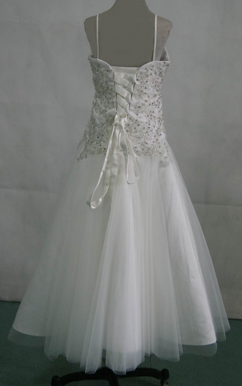 Light ivory tulle and silver childrens wedding gown