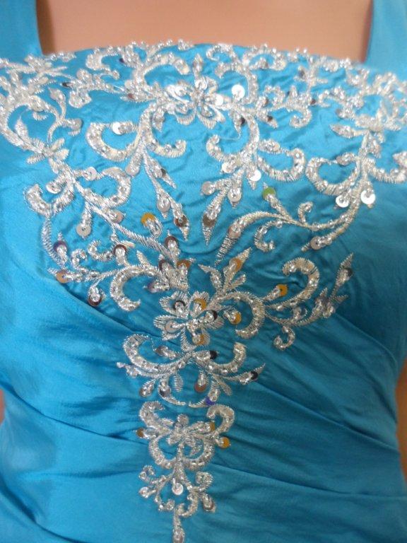 peacock blue bodice with silver sequin embroidery