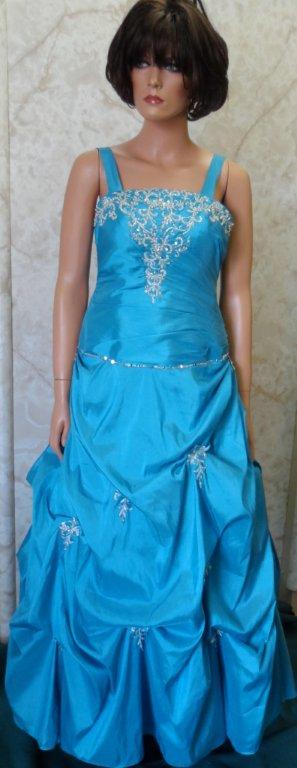 Long peacock blue prom gown