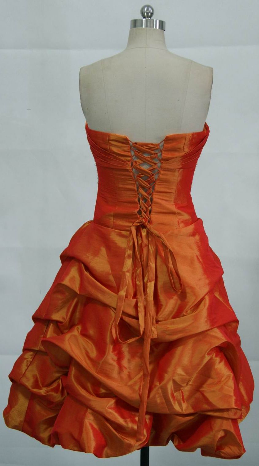 Mandarin orange prom dress with lace up back