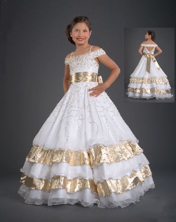 White gold pageant gown