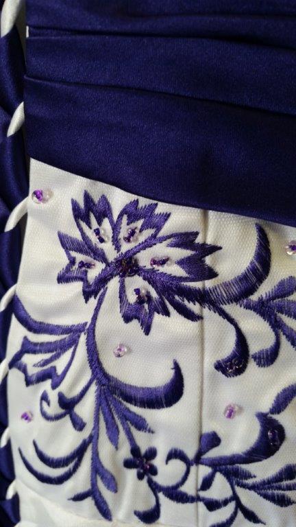 purple embroidered wedding dress