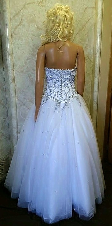 white and silver prom gown