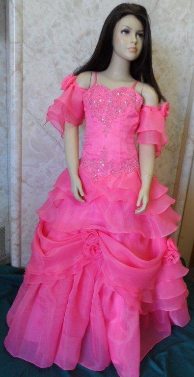 coral organza pickup pageant dress