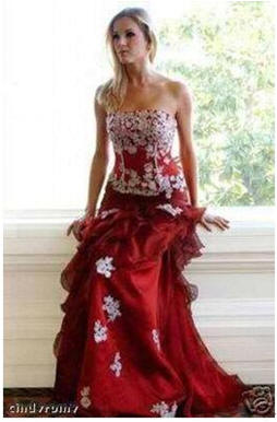red and white quinceanera ball gown