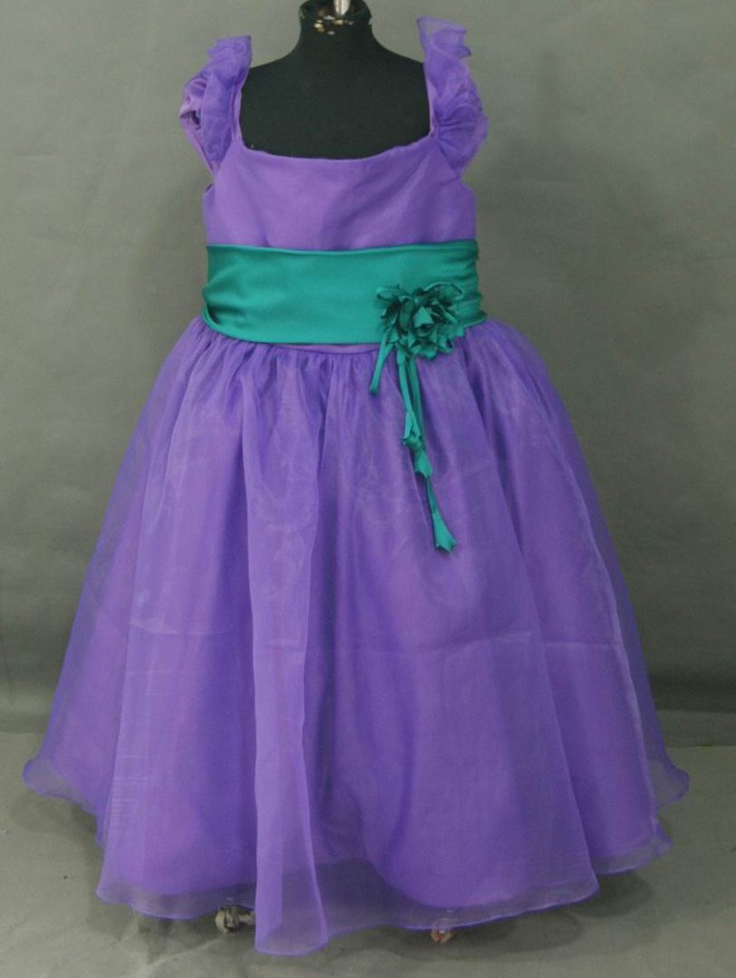 violet dress with teal sash
