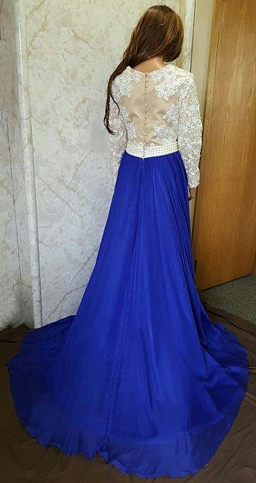 long sleeve lace prom dress