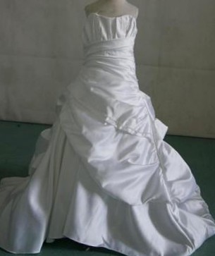 asymmetrically wrapped mini bridal gown