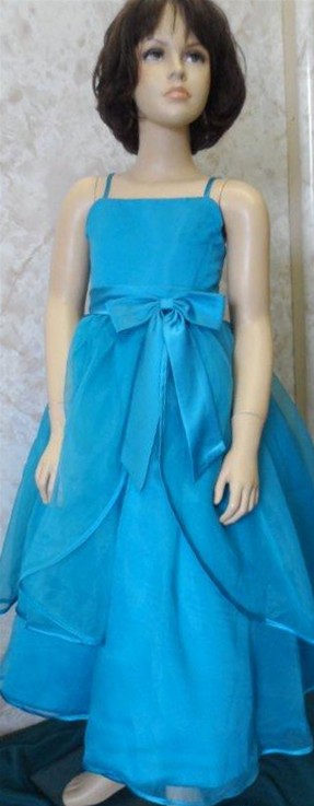 Turquoise Organza Tiered Flower Girl Dress 