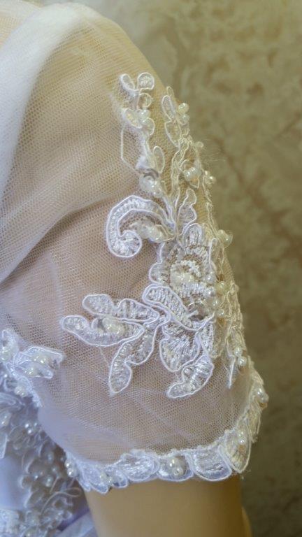 sheer sleeves with lace applique