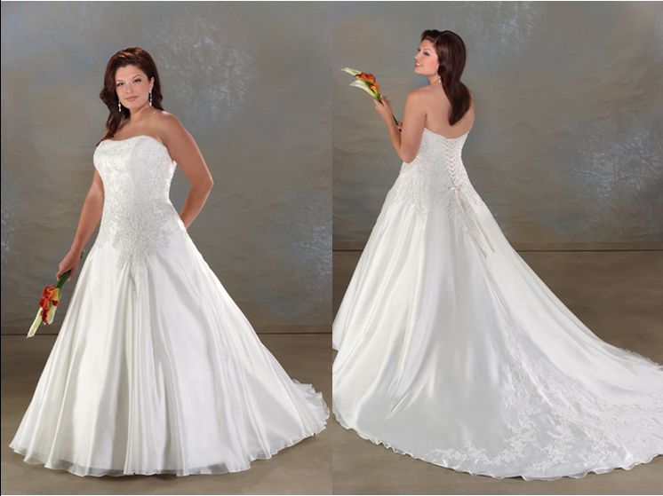 strapless plus size wedding gown