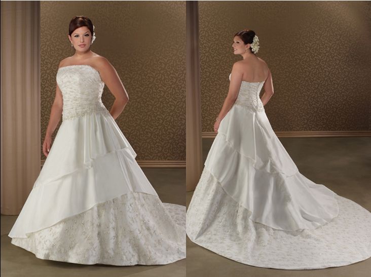 strapless full figure bridal gown