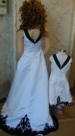black and white miniature bridal gown