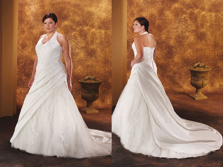 Plus size halter wedding gown
