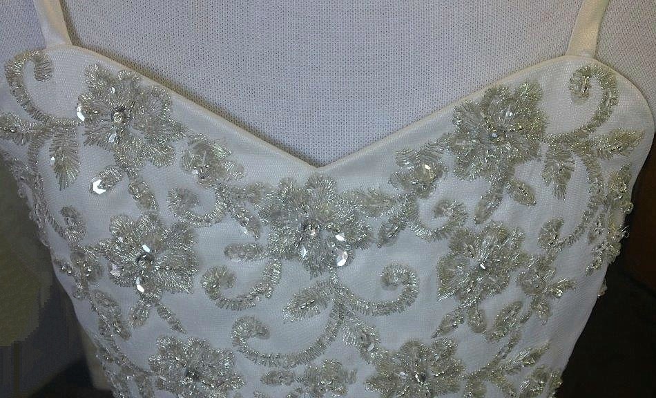 heavy beaded clear and silver appliques