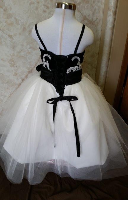 black and ivory flower girl dress