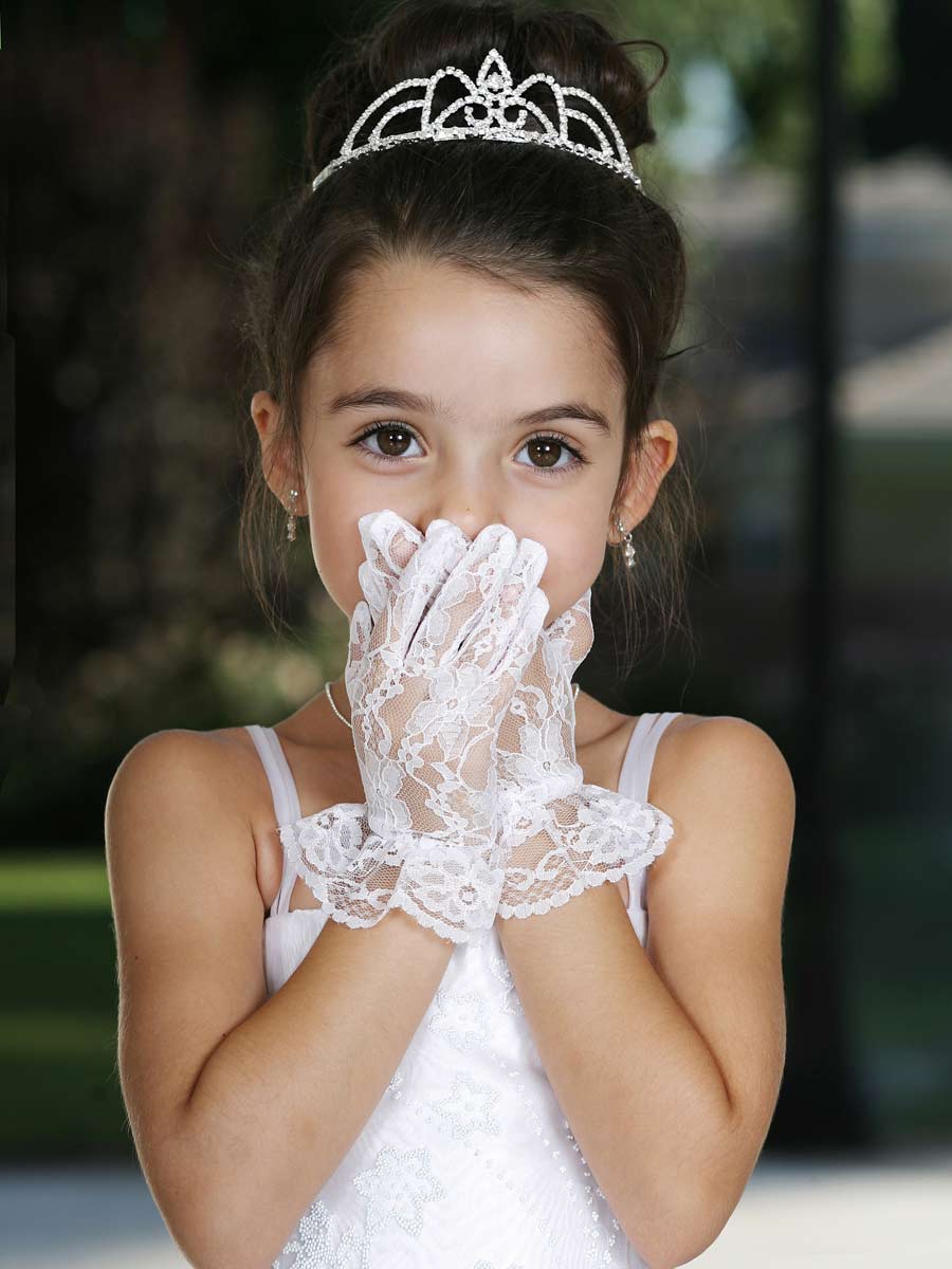 girls short lace gloves
