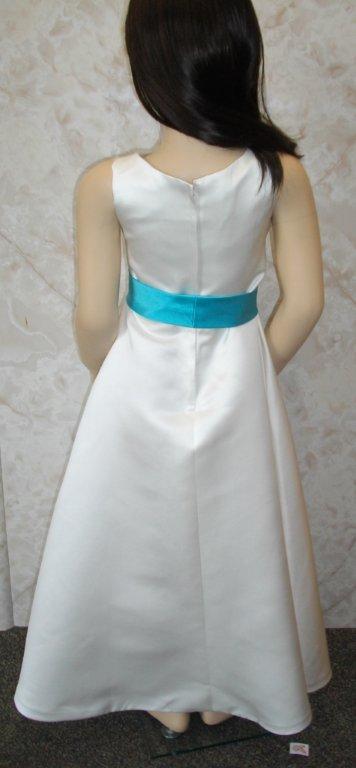 light ivory long dress with turquoise sash