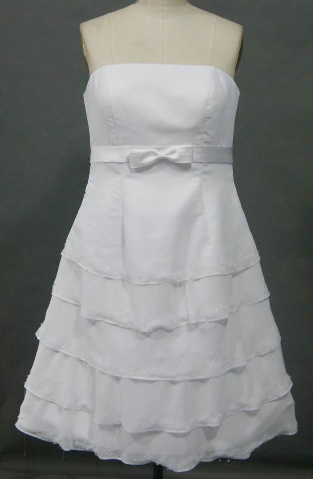 white strapless layered dress