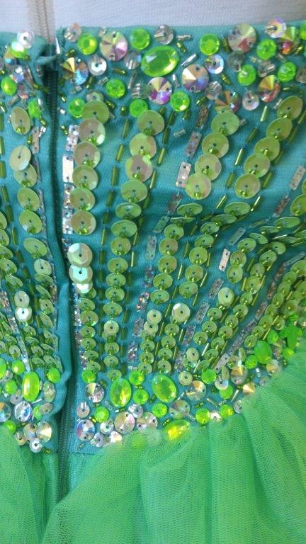 Lime halter beaded bodice pageant dress sale.