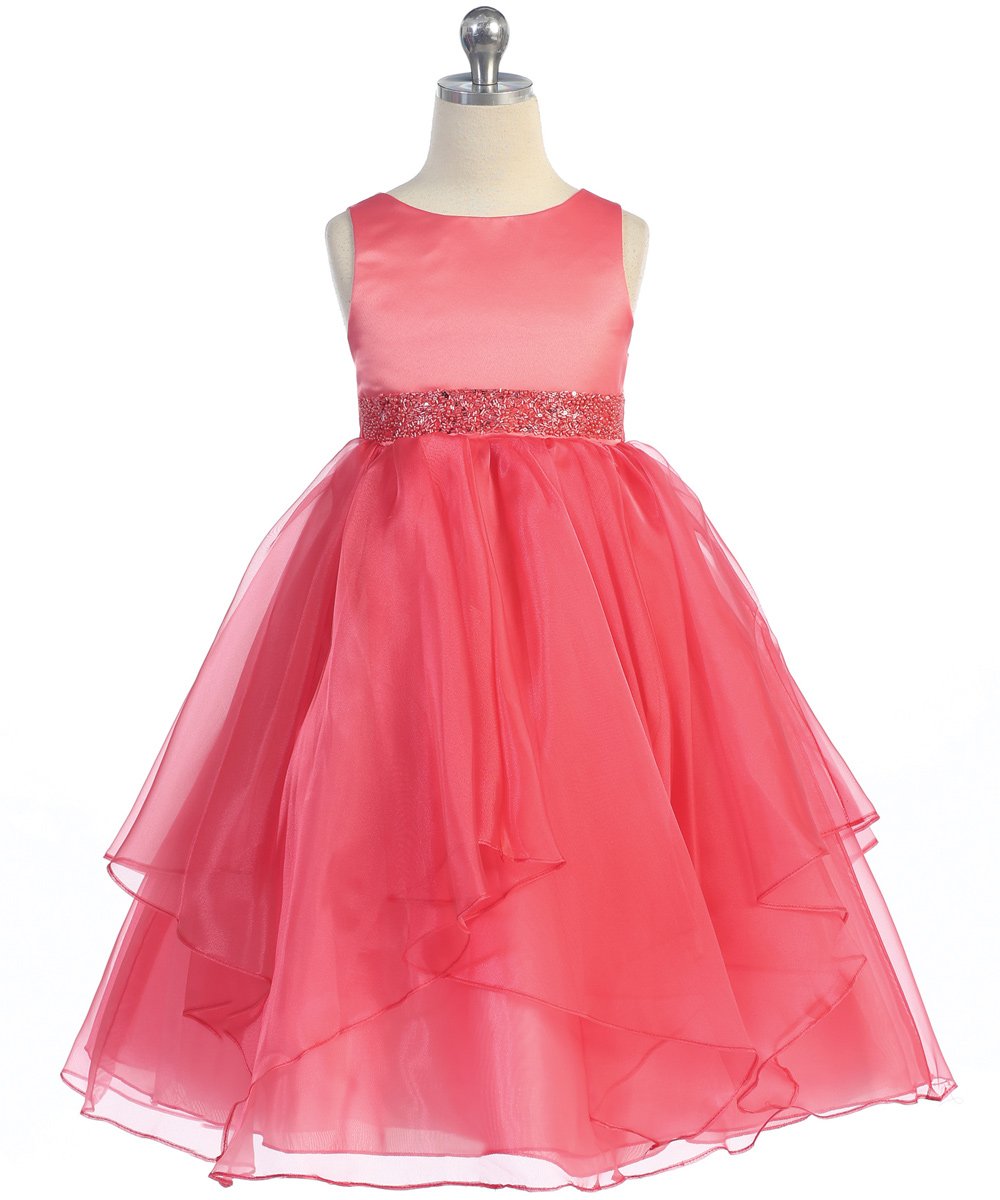 coral organza flower girl dresses