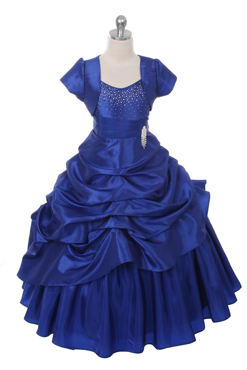 Royal Blue Pick-Up Style Full Length Dress w/ Matching Bolero
