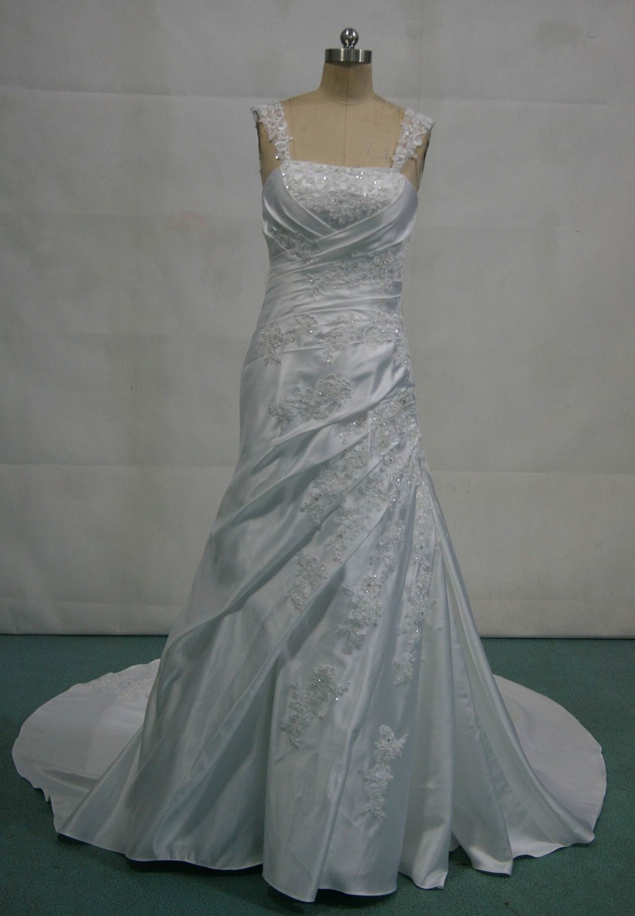 ruched asymmetrically wedding gown